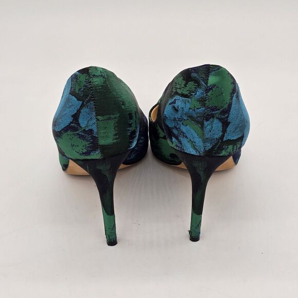 Vince Camuto VC Savilla Heels Size 9M Vero Cuoio Blue and Green Fabric - Picture 5 of 9